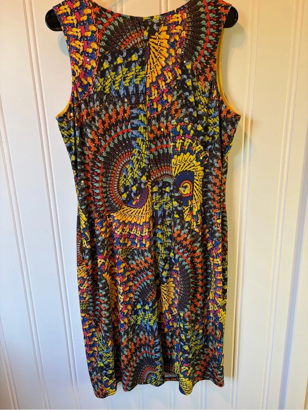 Joseph Ribkoff Multi-Color Sleeveless Sheath Dress - Bold Spiral Print Size 16